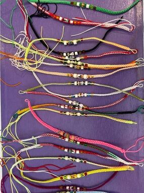 20 Woven Friendship Bracelets with Bead Accents New.